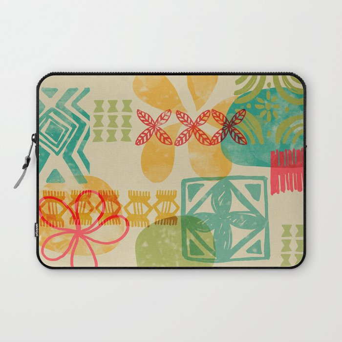 Modern 50s Tiki Party Throwback pattern Beige Laptop Sleeve Gallery Image 1
