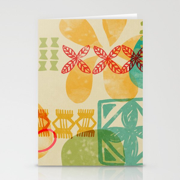 Modern 50s Tiki Party Throwback pattern Beige Stationery Card Gallery Image 2