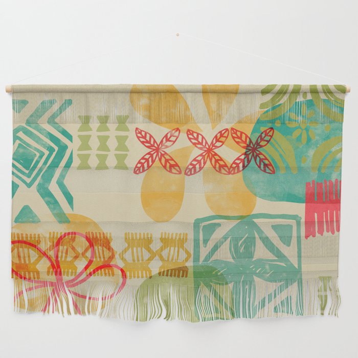 Modern 50s Tiki Party Throwback pattern Beige Wall Hanging Gallery Image 1