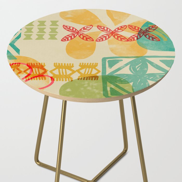 Modern 50s Tiki Party Throwback pattern Beige Side Table Gallery Image 2