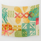Modern 50s Tiki Party Throwback pattern Beige Wall Tapestry Gallery Image 4