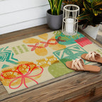 Modern 50s Tiki Party Throwback pattern Beige Outdoor Rug Gallery Image 2