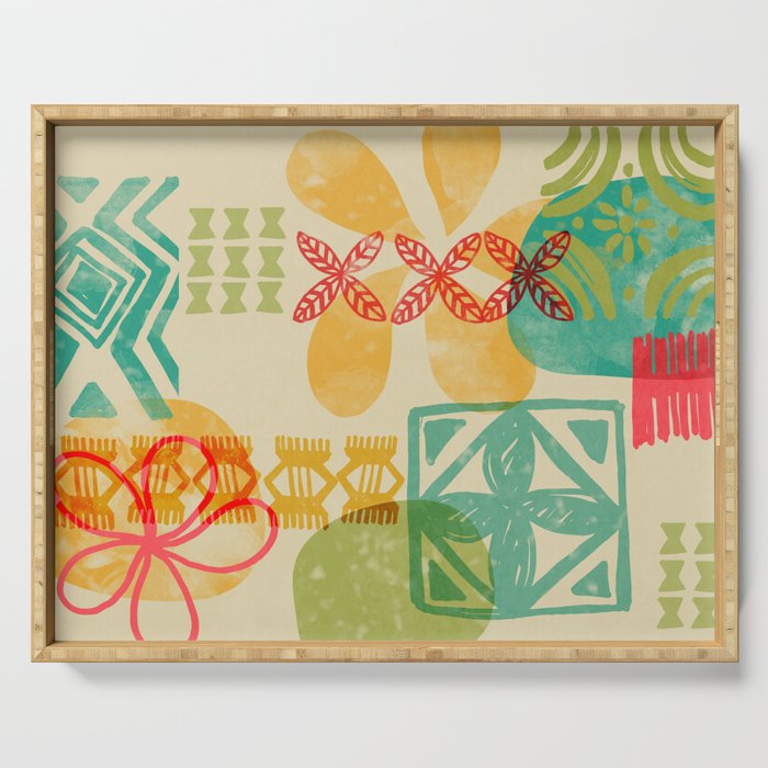 Modern 50s Tiki Party Throwback pattern Beige Serving Tray Gallery Image 1