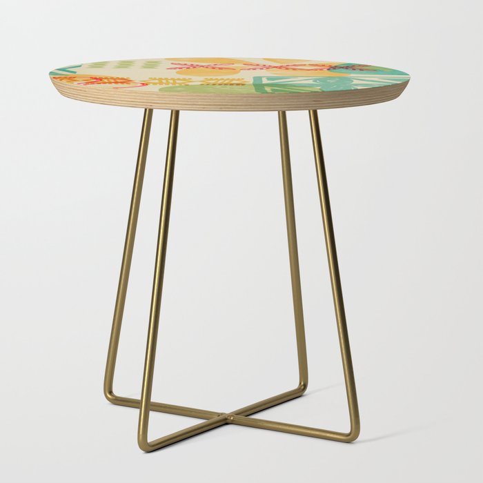 Modern 50s Tiki Party Throwback pattern Beige Side Table Gallery Image 1