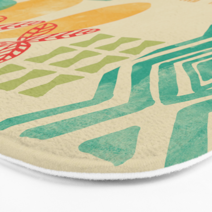 Modern 50s Tiki Party Throwback pattern Beige Bath Mat Gallery Image 3