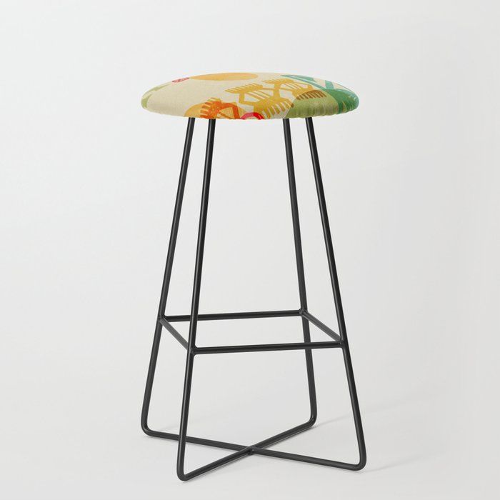 Modern 50s Tiki Party Throwback pattern Beige Stool Gallery Image 1