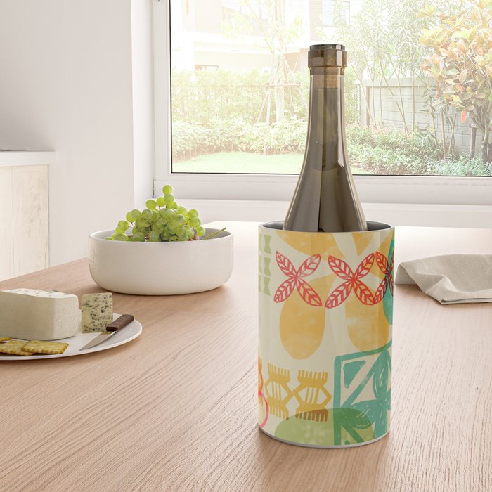 Modern 50s Tiki Party Throwback pattern Beige Wine Chiller Gallery Image 4