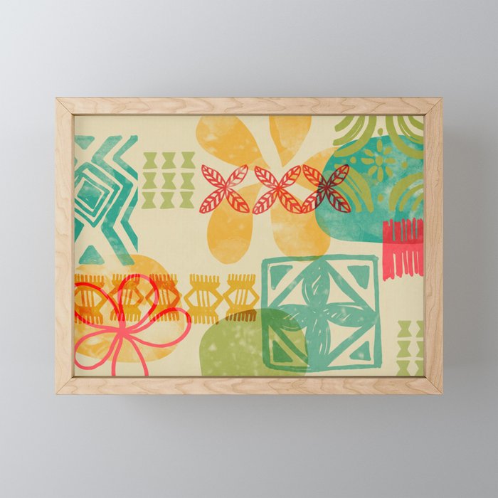 Modern 50s Tiki Party Throwback pattern Beige Mini Art Print Gallery Image 1