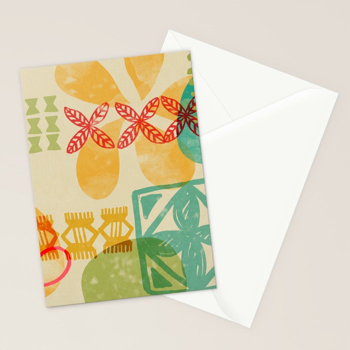 Modern 50s Tiki Party Throwback pattern Beige Stationery Card Gallery Image 2