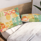 Modern 50s Tiki Party Throwback pattern Beige Pillow Sham Gallery Image 2