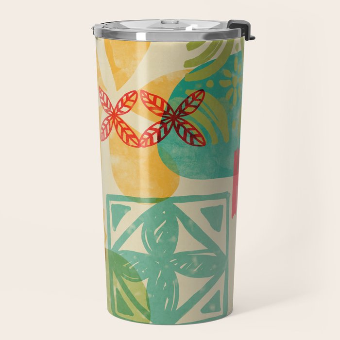 Modern 50s Tiki Party Throwback pattern Beige Travel Mug Gallery Image 2