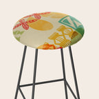 Modern 50s Tiki Party Throwback pattern Beige Stool Gallery Image 2