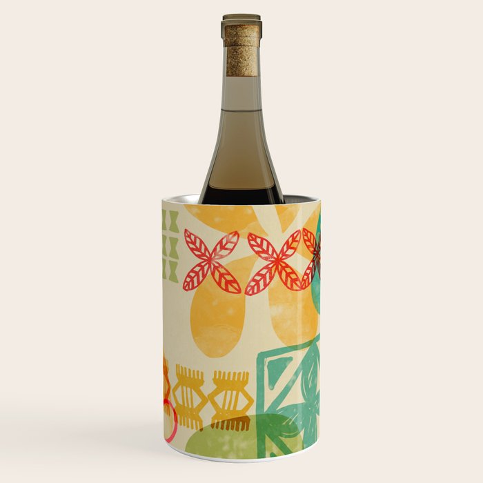 Modern 50s Tiki Party Throwback pattern Beige Wine Chiller Gallery Image 1
