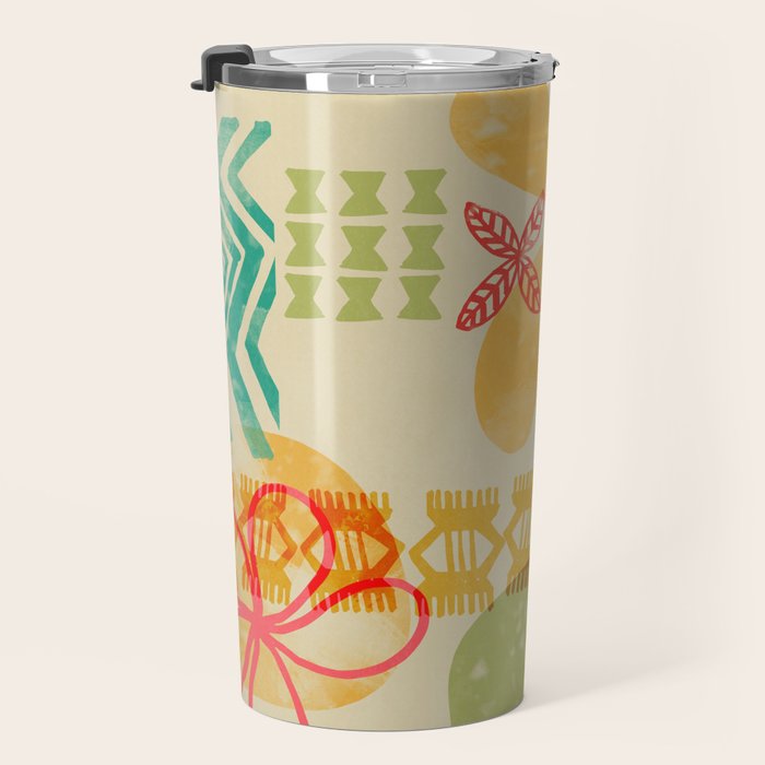 Modern 50s Tiki Party Throwback pattern Beige Travel Mug Gallery Image 3