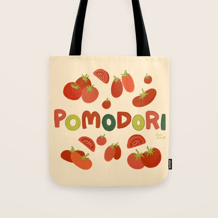 Hand Drawn Italian Roman Pomodori Tomato Classic Mediterranean Art Tote Bag Gallery Image 1