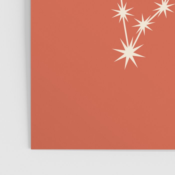 Pisces Zodiac Star Constellation Line Art Coral Red Poster Gallery Image 3