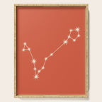 Pisces Zodiac Star Constellation Line Art Coral Red Serving Tray Gallery Image 1