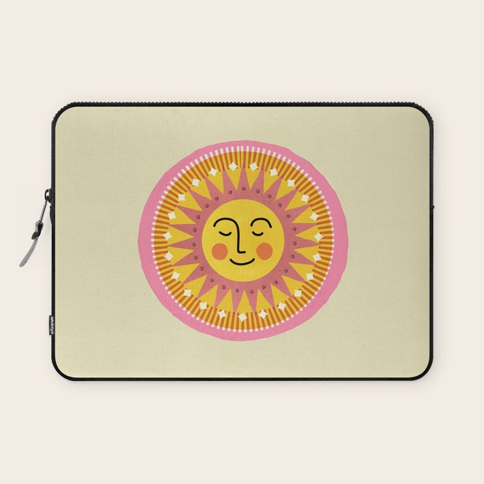 Smiling Sleeping Sun Face Laptop Sleeve Gallery Image 1