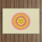 Smiling Sleeping Sun Face Outdoor Rug Gallery Image 1