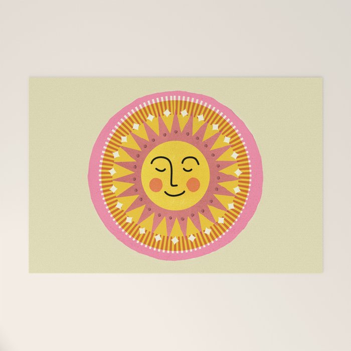 Smiling Sleeping Sun Face Welcome Mat Gallery Image 1