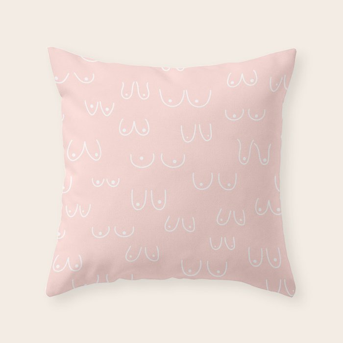 Self Love Boobs Pattern on peach Throw Pillow Gallery Image 6