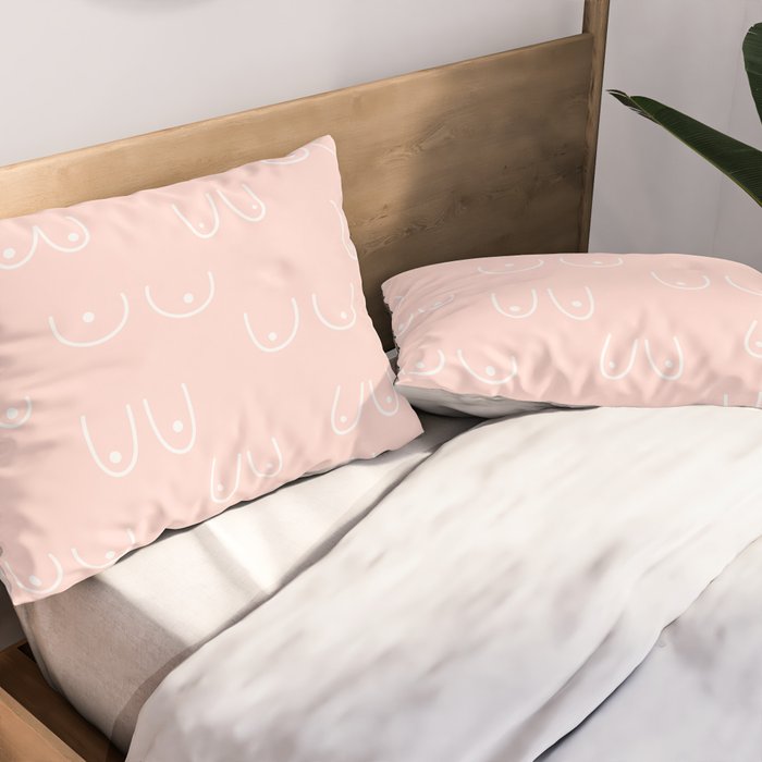 Self Love Boobs Pattern on peach Pillow Sham Gallery Image 2