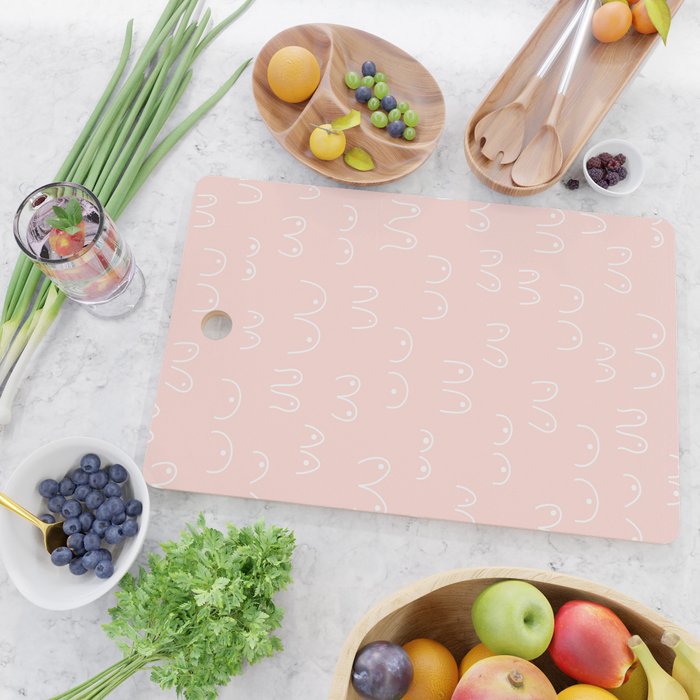 Self Love Boobs Pattern on peach Cutting Board Gallery Image 2