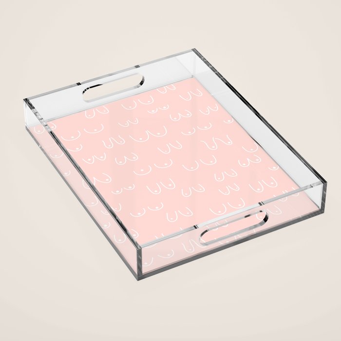 Self Love Boobs Pattern on peach Acrylic Tray Gallery Image 1