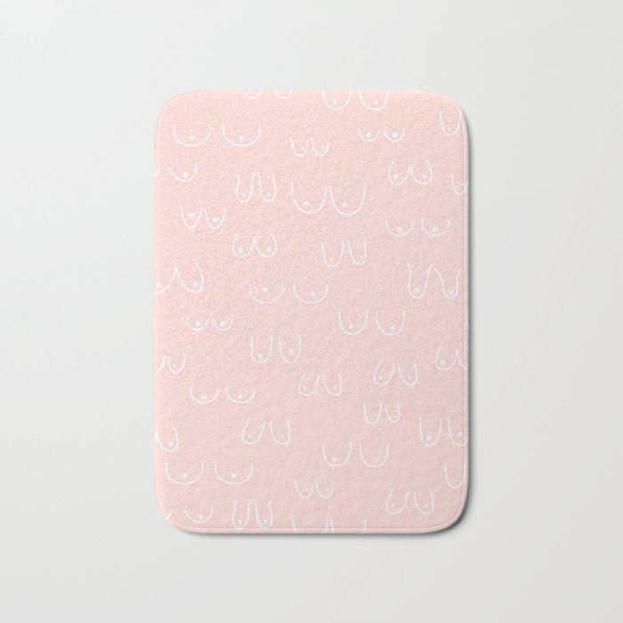 Self Love Boobs Pattern on peach Bath Mat Gallery Image 1