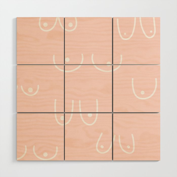 Self Love Boobs Pattern on peach Wood Wall Art Gallery Image 1