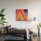 Retro Glitch Wavy Abstract Pattern in Neon Rainbow Wood Wall Art Gallery Image 2