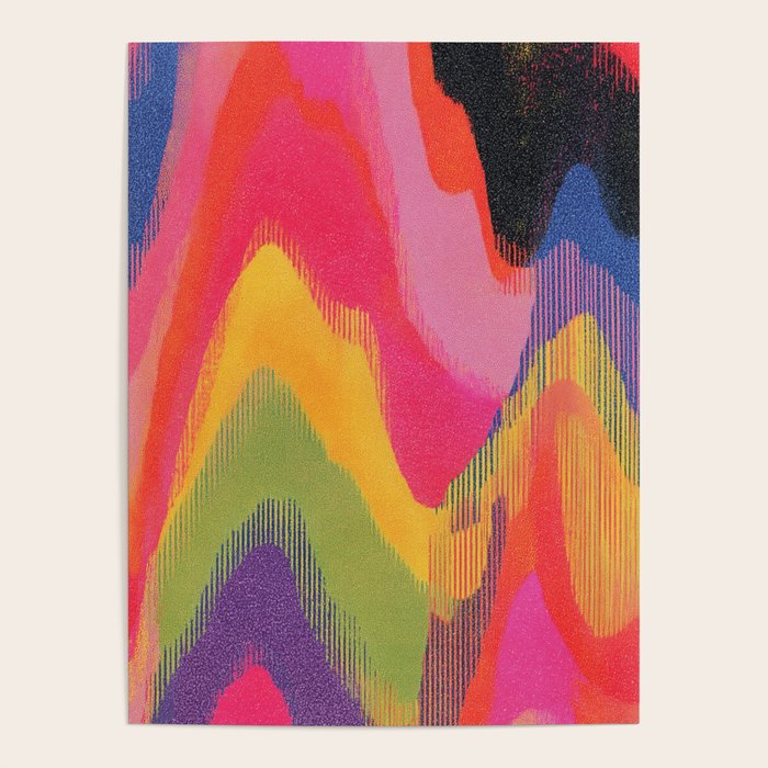 Retro Glitch Wavy Abstract Pattern in Neon Rainbow Poster Gallery Image 4