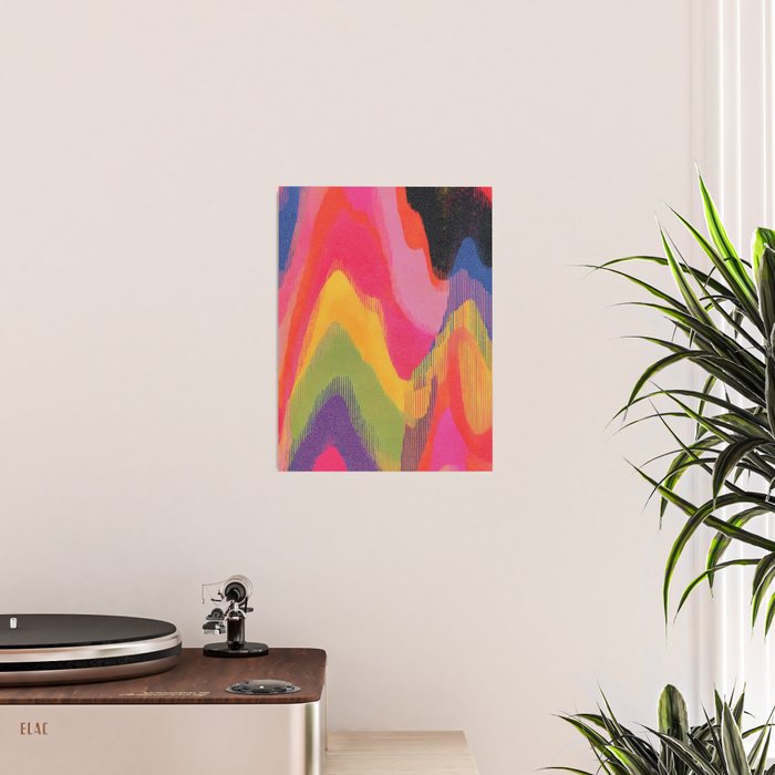 Retro Glitch Wavy Abstract Pattern in Neon Rainbow Poster Gallery Image 2