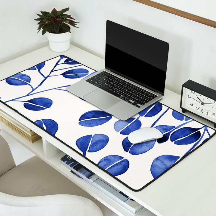 Silver Dollar Eucalyptus - Navy Desk Mat Gallery Image 2
