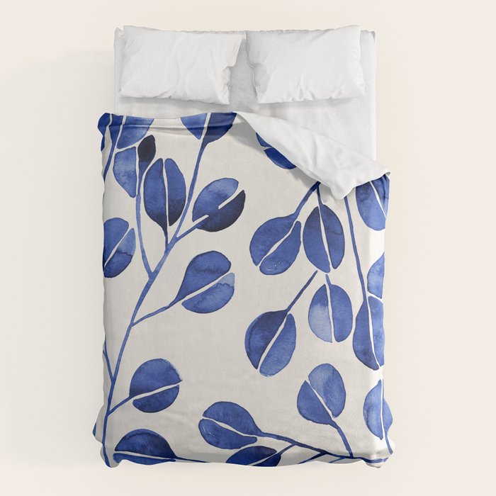 Silver Dollar Eucalyptus - Navy Duvet Cover Gallery Image 1