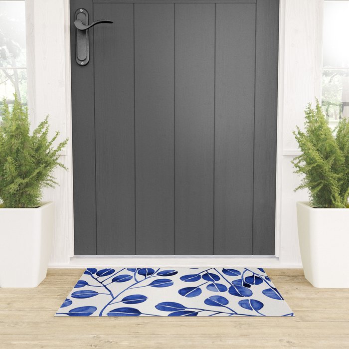 Silver Dollar Eucalyptus - Navy Welcome Mat Gallery Image 3