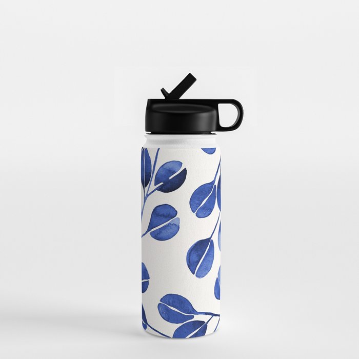Silver Dollar Eucalyptus - Navy Water Bottle Gallery Image 1