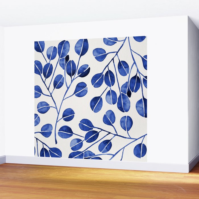 Silver Dollar Eucalyptus - Navy Wall Mural Gallery Image 2