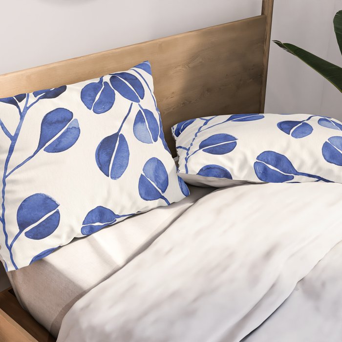Silver Dollar Eucalyptus - Navy Pillow Sham Gallery Image 2