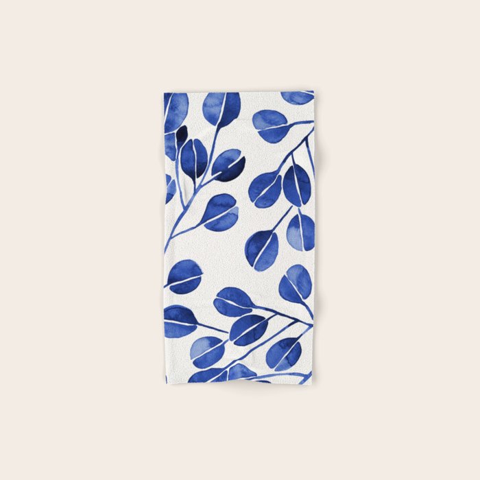Silver Dollar Eucalyptus - Navy Bath Towel Gallery Image 1