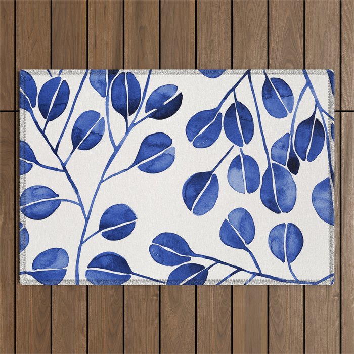 Silver Dollar Eucalyptus - Navy Outdoor Rug Gallery Image 1