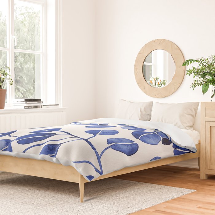 Silver Dollar Eucalyptus - Navy Duvet Cover Gallery Image 2