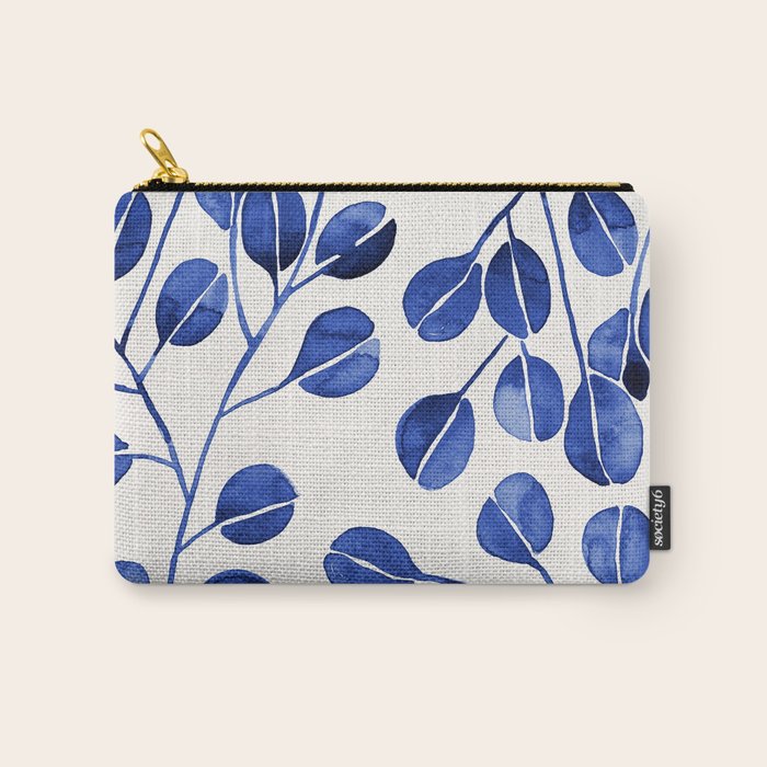 Silver Dollar Eucalyptus - Navy Carry All Pouch Gallery Image 1