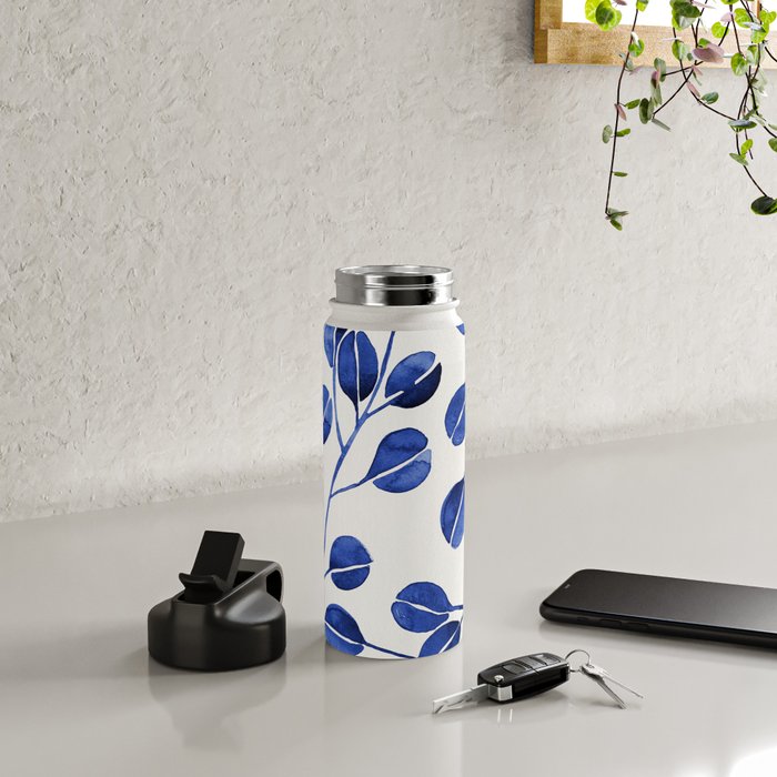 Silver Dollar Eucalyptus - Navy Water Bottle Gallery Image 4