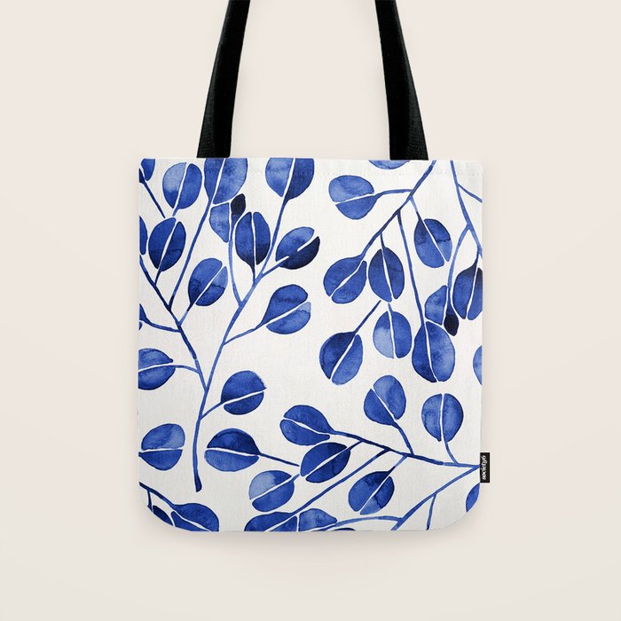 Silver Dollar Eucalyptus - Navy Tote Bag Gallery Image 1