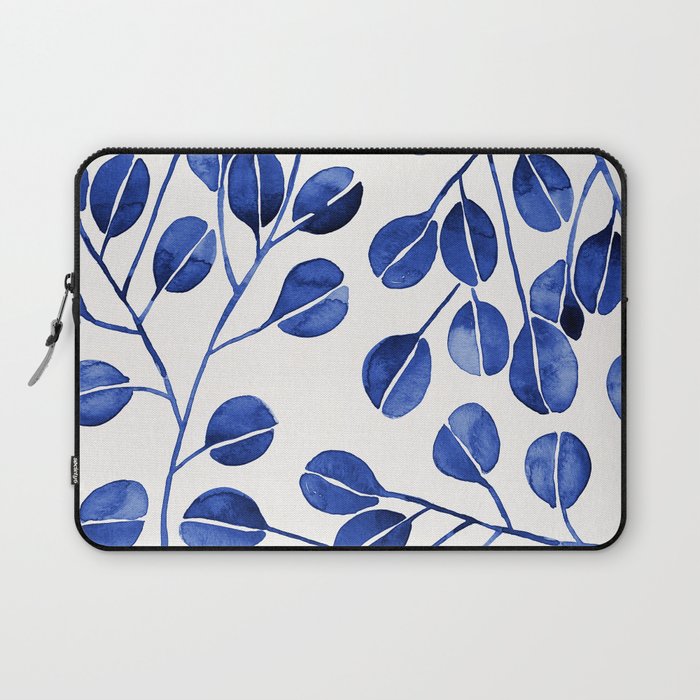 Silver Dollar Eucalyptus - Navy Laptop Sleeve Gallery Image 1