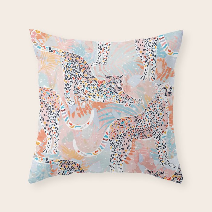 Colorful Wild Cats Throw Pillow Gallery Image 6