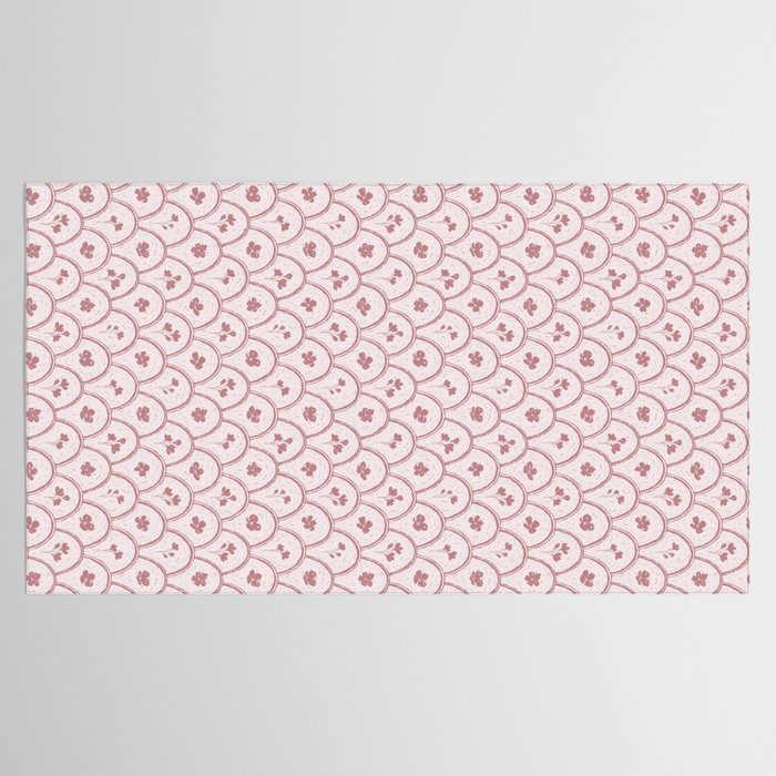 Rustic scallop floral block print - dusty rose pink pattern Tablecloth Gallery Image 2
