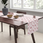Rustic scallop floral block print - dusty rose pink pattern Table Runner Gallery Image 2