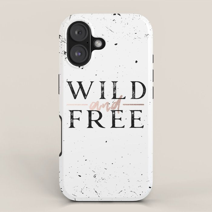 Wild and Free Rose Gold on White iPhone Case Gallery Image 1